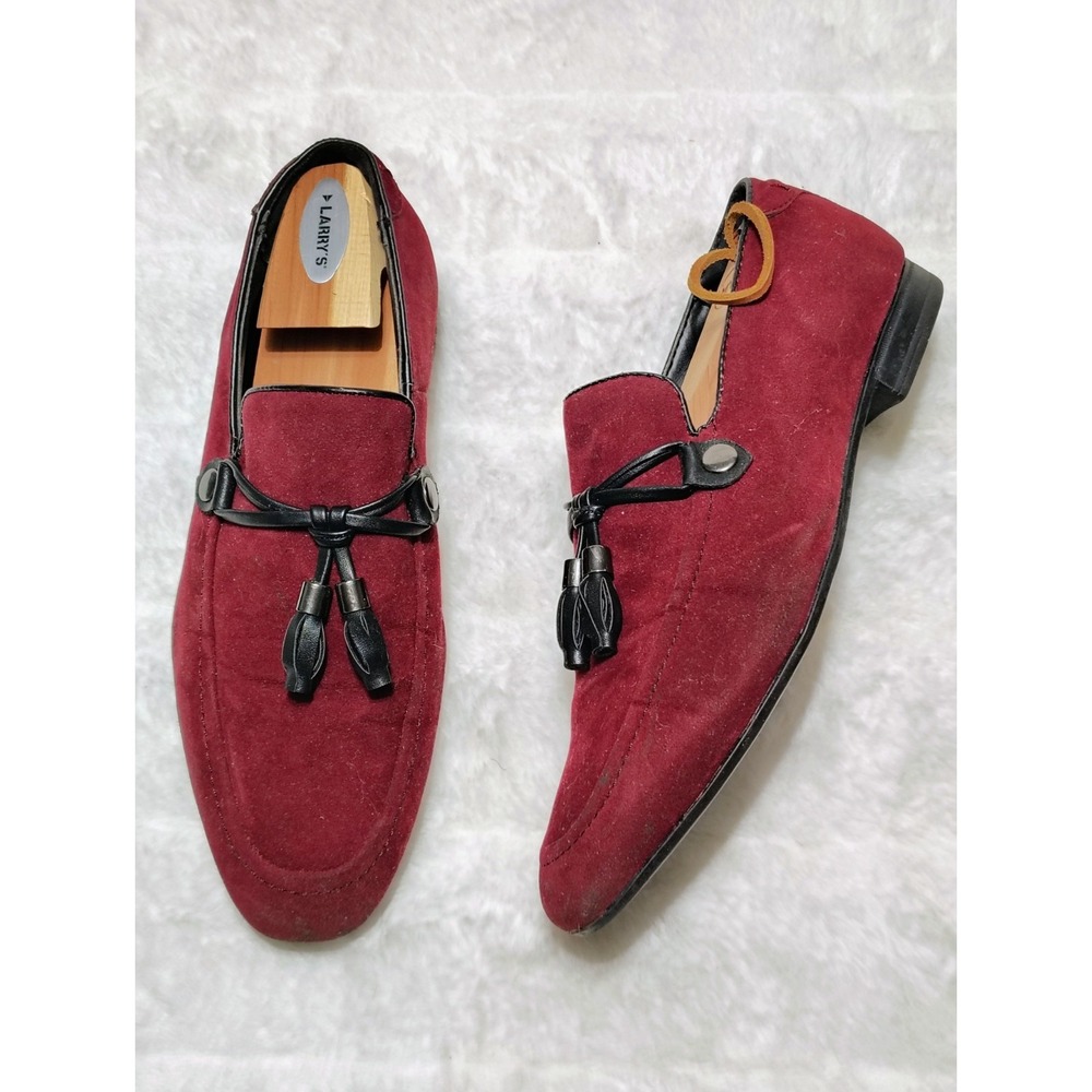 ASOS DESIGN Mens loafers in burgundy faux suede with tassel Shoes US SIZE 8